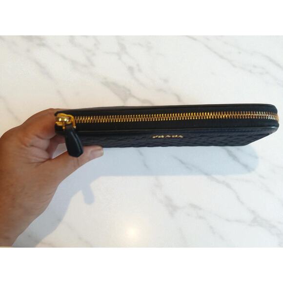 Prada Tessuto Nylon Quilted Zip Around Wallet in Black - Picture 4 of 13